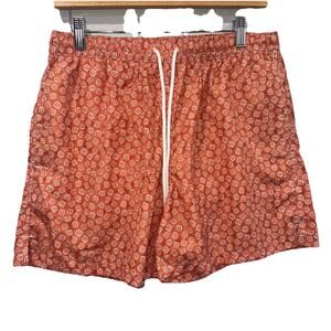 Fedeli Men's Orange Floral Print Board Surf Swim‎ Activewear Shorts Size Large